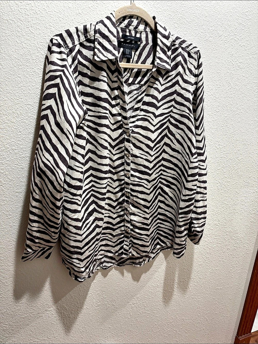Tahari Zebra Print Button Down Shirt